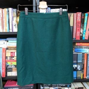 J. Crew Wool Pencil Skirt in Forest Green